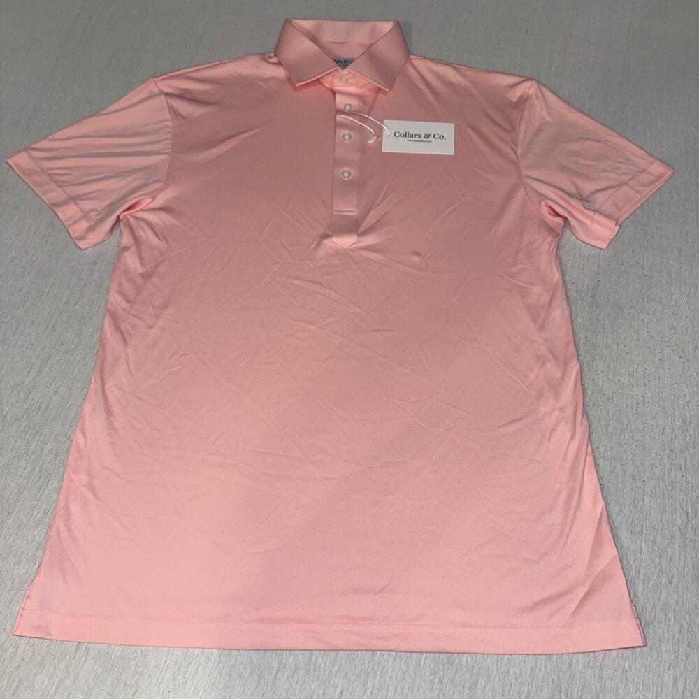 Collars & Co Golf Semi Spread Collar Polo Solid Pink Medium NWT